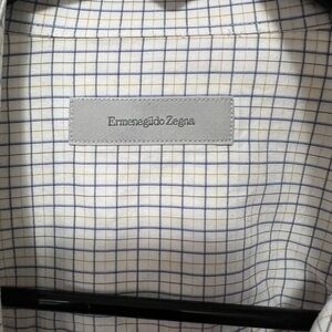 Ermenegildo Zegna Blue and Tan Grid Shirt